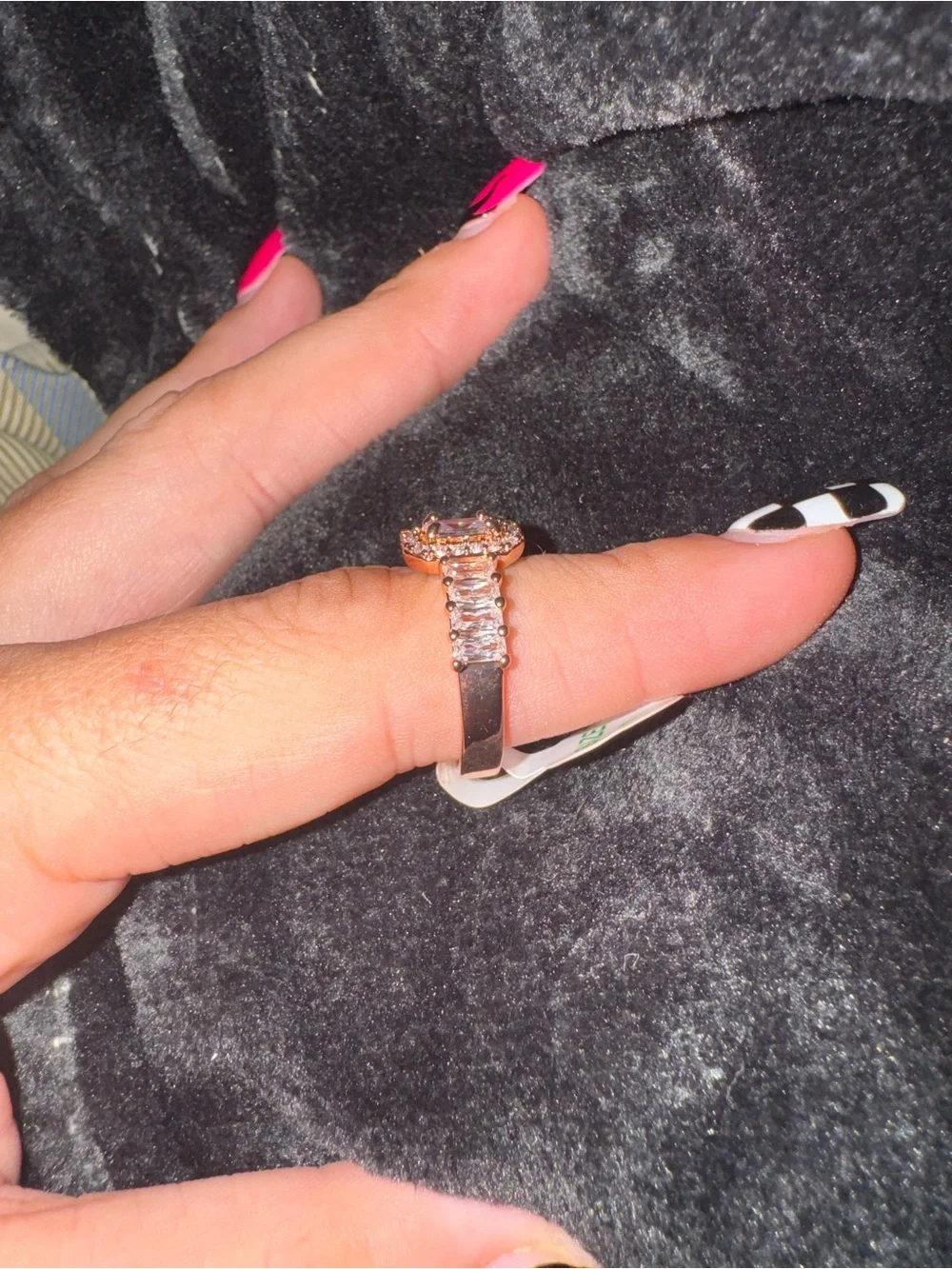 Rose Gold Cubic Zirconia Halo Engagement Ring - Women Jewelry